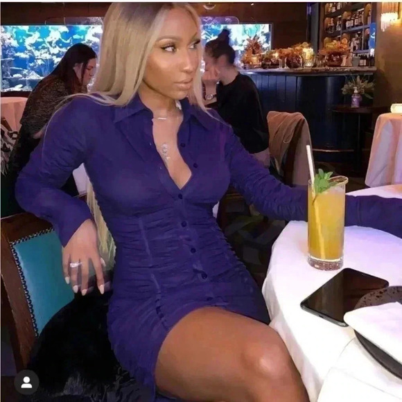 Zara Ruched Navy Dress - Picture 3 of 9